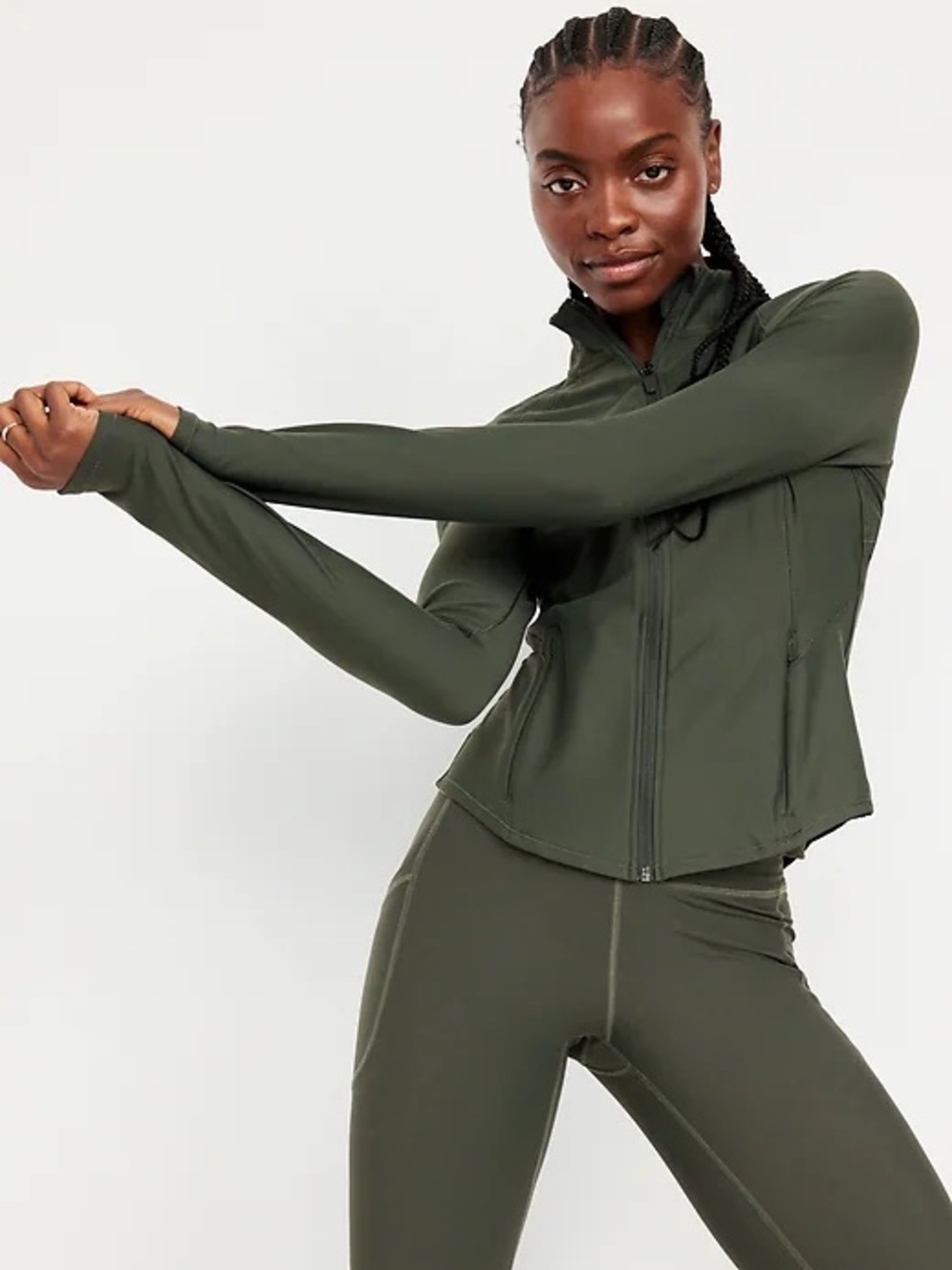 Old Navt Women’s Olive Green Performance Active Zip Up Jacket Sz Sm